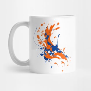 Orange, Blue, White Paint Splashes All Over Mug